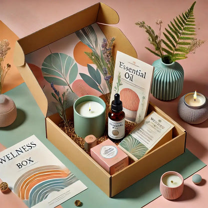 alt="RitualiBox saisonnière avec infusion, bougie et huiles essentielles"